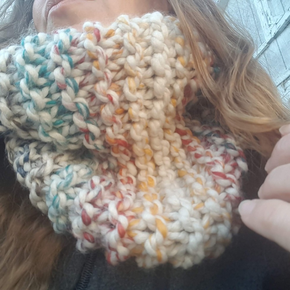 Muff Hand knit Neckwarmer Scarf Gaitor Wool Blend - Picture 7 of 8
